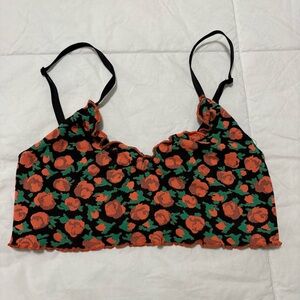 Out From Under Urban Outfitters Black Lettuce Trim Bralette Crop Top